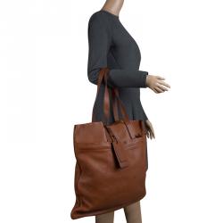 Pre Owned Burberry Brown Leather Shopper tote