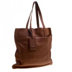 Pre Owned Burberry Brown Leather Shopper tote