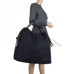Pre Owned Burberry Black Canvas Large Luggage Tote