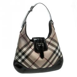 Pre Owned Burberry Black Nova Check PVC Brooke Hobo