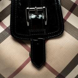 Pre Owned Burberry Black Nova Check PVC Brooke Hobo