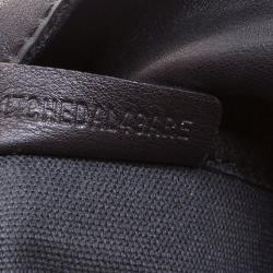 Pre Owned Burberry Black House Check Fabric and Leather Front Pocket Hobo