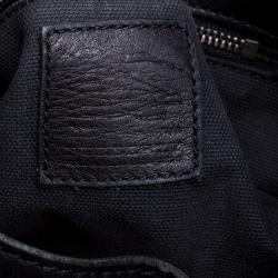 Pre Owned Burberry Black House Check Fabric and Leather Front Pocket Hobo