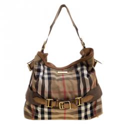Pre Owned Burberry Beige Canvas House Check Prorsum Vintage Hobo