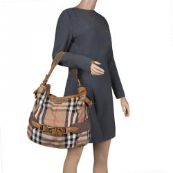 Pre Owned Burberry Beige Canvas House Check Prorsum Vintage Hobo