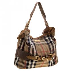 Pre Owned Burberry Beige Canvas House Check Prorsum Vintage Hobo