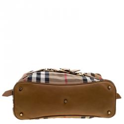 Pre Owned Burberry Beige Canvas House Check Prorsum Vintage Hobo