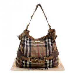 Pre Owned Burberry Beige Canvas House Check Prorsum Vintage Hobo