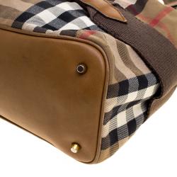 Pre Owned Burberry Beige Canvas House Check Prorsum Vintage Hobo