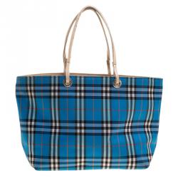 Burberry Blue Nova Check Nylon Tote