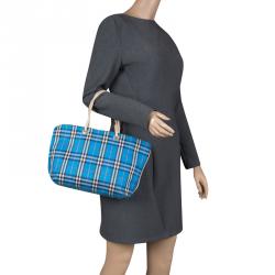 Burberry Blue Nova Check Nylon Tote