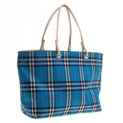 Burberry Blue Nova Check Nylon Tote