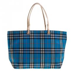 Burberry Blue Nova Check Nylon Tote