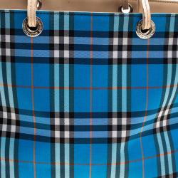 Burberry Blue Nova Check Nylon Tote