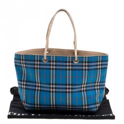 Burberry Blue Nova Check Nylon Tote