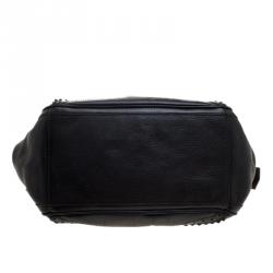 Pre Owned Burberry Black Leather Logos Fringe 2 Way Hand Shoulder Tote