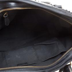 Pre Owned Burberry Black Leather Logos Fringe 2 Way Hand Shoulder Tote
