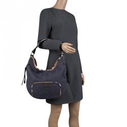 Pre Owned Burberry Navy Blue Denim Hobo