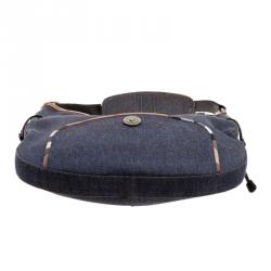 Pre Owned Burberry Navy Blue Denim Hobo