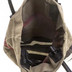 Pre Owned Burberry Brown Brit Check Canvas Tote