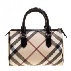 Pre Owned Burberry Black Nova Check PVC Chester Boston Bag