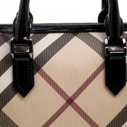 Pre Owned Burberry Black Nova Check PVC Chester Boston Bag
