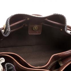 Pre Owned Burberry Brown Supernova Check Fabric  and Leather Warrior Hobo