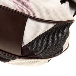 Pre Owned Burberry Brown Supernova Check Fabric  and Leather Warrior Hobo