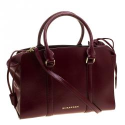 Pre Owned Burberry Red Patent Leather Dinton Medium Tote