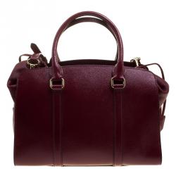 Pre Owned Burberry Red Patent Leather Dinton Medium Tote