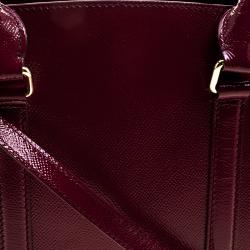 Pre Owned Burberry Red Patent Leather Dinton Medium Tote