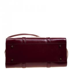 Pre Owned Burberry Red Patent Leather Dinton Medium Tote