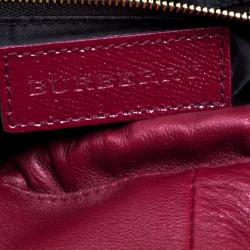 Pre Owned Burberry Red Patent Leather Dinton Medium Tote
