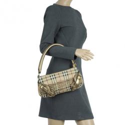 Pre Owned Burberry Haymarket Check Small Shoulder Bag