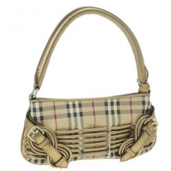 Pre Owned Burberry Haymarket Check Small Shoulder Bag