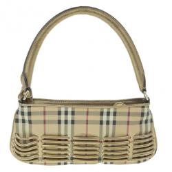 Pre Owned Burberry Haymarket Check Small Shoulder Bag