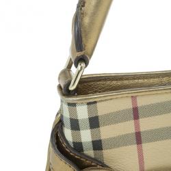 Pre Owned Burberry Haymarket Check Small Shoulder Bag