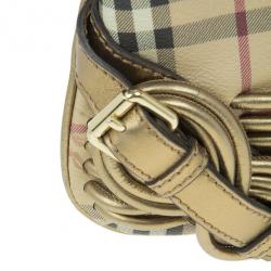 Pre Owned Burberry Haymarket Check Small Shoulder Bag