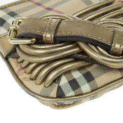 Pre Owned Burberry Haymarket Check Small Shoulder Bag
