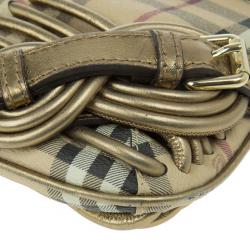 Pre Owned Burberry Haymarket Check Small Shoulder Bag