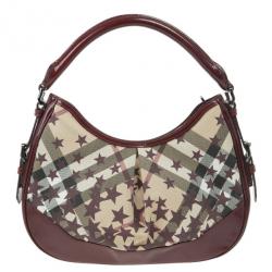 مملوكة مسبقًا Burberry Nova Check Berry Red Star Small Hernville Hobo