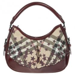 مملوكة مسبقًا Burberry Nova Check Berry Red Star Small Hernville Hobo