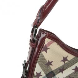 مملوكة مسبقًا Burberry Nova Check Berry Red Star Small Hernville Hobo