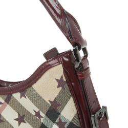 مملوكة مسبقًا Burberry Nova Check Berry Red Star Small Hernville Hobo