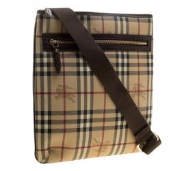 Burberry Beige/Brown Haymarket Check Coated Canvas Messenger Bag