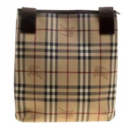 Burberry Beige/Brown Haymarket Check Coated Canvas Messenger Bag