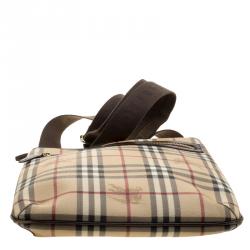 Burberry Beige/Brown Haymarket Check Coated Canvas Messenger Bag
