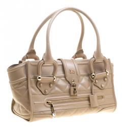 مملوكة مسبقًا Burberry Beige Quilted Leather Manor Satchel