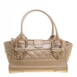 مملوكة مسبقًا Burberry Beige Quilted Leather Manor Satchel