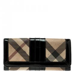 Pre Owned Burberry Black Novacheck PVC Penrose Continental Wallet